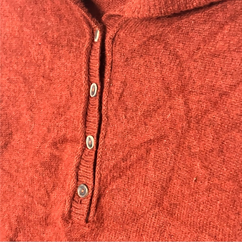 Peruvian Connection Brimfield henley sweater‎ royal alpaca pullover Orange Small - Picture 3 of 9
